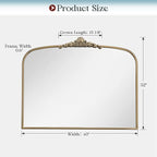 40" x 32" Antique Gold Arched Mirror for Wall, Vintage Brass Bathroom Mirror with Metal Frame, Bronze Ornate Gold Vanity Mirror for Entryway, Mantel, Powder Room