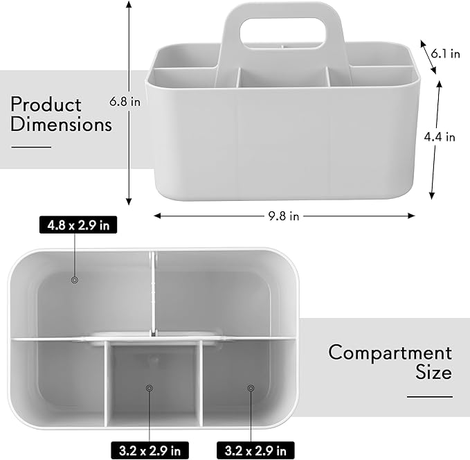 Tiawudi Multipurpose Caddy Organizer, Plastic Caddy with Handle, Stackable Desk Organizer for Stationery, Marker and Pencil, Office Supplies Organizer, Dorm Caddy