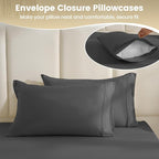 Full Sheet Set - Hotel Luxury 4 Piece Breathable Cooling Full Size Sheet Sets,Fits 16" Deep Pocket Mattress, Easy Care Wrinkle Free Bedding Sheet and Pillowcase Bed Sheet Set, Dark Gray