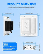 Recessed Outlet Box for Wall Mount TV, Behind TV Outlet Box with Dual Power Receptacle, in Wall Cable Management Kit, TV Cord Hider for Home Office, White