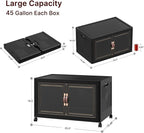 UAMFURI Stackable Storage Bins with Lids, 180QT Closet Organizers, Lockable Storage Cabinet，Foldable Storage Box with Doors and Wheels, Plastic Drawers for Home, Garage, Office (1, Black, Extra Large)