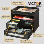 Victor Wood Midnight Black Collection, Tidy Tower Desktop Organizer, Black, (5500-5)