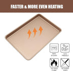 JOHO BAKING 3-Pack Nonstick Carbon Steel Baking Sheet Set | Heavy Duty 0.8mm Cookie Sheets - Large 17.8"x12" & 2 Medium 15.7"x10.8" Commercial Gold Pans for Oven, Roasting & Toaster