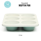 Martha Stewart Gallen 6 Cup Nonstick Carbon Steel Muffin and Cupcake Pan - Teal Durable Bakeware for Muffins, Cupcakes & Mini Cakes