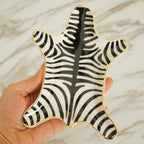 Zebra Stripe Jewelry Tray Ceramic Dishes Plate Gilded 5.9", Gold (Black)