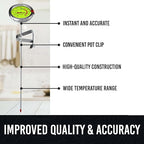 CRAFT911 Candy Thermometer with Pot Clip - Deep Fry Oil Thermometer for Frying and Candle Making (Lemon)