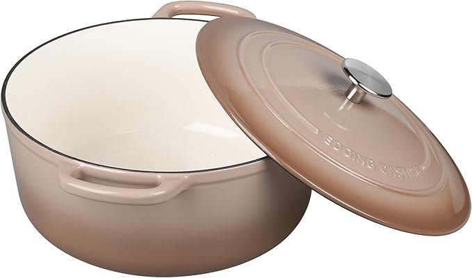 EDGING CASTING Enameled Dutch Ovens Cast Iron Dutch Oven Pot with Lid for Bread Baking, Cook, Dual Handle, 7 Quart, Mocha