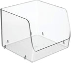 mDesign Modern Stackable Plastic Open Front Dip Storage Organizer Bin Basket for Kitchen Organization - Ligne Collection - 2 Pack - Clear