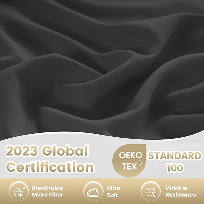 Full Sheet Set - Hotel Luxury 4 Piece Breathable Cooling Full Size Sheet Sets,Fits 16" Deep Pocket Mattress, Easy Care Wrinkle Free Bedding Sheet and Pillowcase Bed Sheet Set, Dark Gray