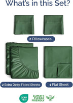 Extra Deep Pocket Split King Sheets - 5 Piece Breathable & Cooling Bed Sheets - Hotel Luxury Bed Sheet Set - Soft, Wrinkle Free & Comfy - Easily Fits Extra Deep Mattresses - Emerald Green Sheets Set