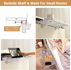 KIWIFOTOS 17" Large Bedside Shelf for Bed Dorm Organizer Clip-on Nightstand, Bedside Tray Table for Bunk Bed College Dorm Room