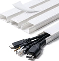 58in Cord Hider, Cable Hider, Cord Covers for Wires on Wall, Paintable Cable Cover Raceway, Wire Hiders for TV on Wall, Cord Concealer, Cord Cable Management, 4X L14.5 W0.96 H0.58in, White
