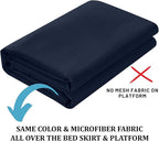SKY BEDDINGS - Queen Size Ruffled Bed Skirt with Split Corners - 21 Inch Drop Dust Ruffle Bed Skirt with Platform Three Sided Coverage - 100% Microfiber, Navy Blue