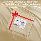 Lightweight Soft California King Sheet Set - Luxury 4 Piece Breathable Cooling Sheets, 16" Deep Pocket Easy Care Wrinkle Free Bedding Sheet and Pillowcase Set Cal King Size, Beige