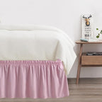 Twin Bed Skirt, Elastic Wrap Around Bed Skirt Twin Size, Bed Skirts for Adjustable Bed, Easy Fit with 14" Drop Length Tailored Drop Dust Ruffle (Pink)