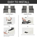 Easy-Going 2-Piece Recliner Console Cover for Reclining Loveseat Covers Stretch Jacquard Middle Console Cover for Recliner Couch and Sofa Cream