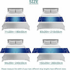 Happy Beach Place Marine Starfish Bed Runner for Bedroom Hotel, Decorative Bedding Scarf Gradient Blue Wood Grain End Blanket Runner for California King Size, 102x20in