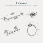 FORIOUS Bathroom Hardware Accessories Set, SUS304 Stainless Steel Towel Bar Set, Modern Towel Racks Holder for Bathroom, Toilet Paper Holder Wall Mounted 4 Pieces(30" Bar, Brushed Nickel)