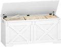 Hzuaneri 42.9" Storage Chest, Large Storage Trunk with 2 Hinges, Farmhouse Wooden Box Bench, Lift-Top Organizer Chest, Entryway Trunk for Bedroom, Living Room, White SB10903X
