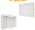 ULIFHOME E14C Pro Heavy Duty Closet Organizer System，Freestanding Clothing Racks for Hanging Clothes，Adjustable Garment Rack 69" W × 16" D × 77" H Hold 960 lbs，White Rack with White Dustproof Cover
