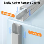 Delamu Grey Cord Hider, 56.7in Grey Cord Covers for Wires on Wall, Cable Hider Wire Covers for 2-3 Cords, Wire Hiders for TV on Wall, Easier Setup Cable Cover to Hide TV Wires, 4X L14.2 W0.94 H0.47in