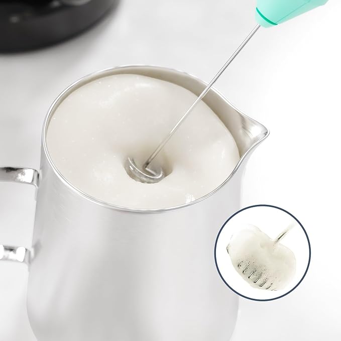 Powerful Milk Frother Handheld Foam Maker, Mini Whisk Drink Mixer for Coffee, Cappuccino, Latte, Matcha, Hot Chocolate, No Stand, Meadow