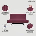 Easy-Going Stretch Futon Slipcover Armless Futon Bed Cover Furniture Protector Without Armrests with Elastic Bottom for Kids, Soft Jacquard Fabric Small Checks (Medium, ASH Rose)
