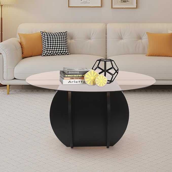 Round Glass Coffee Table for Living Room