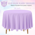 Ragnhild 16 Pack Lavender Plastic Tablecloths for Round Tables, Premium Decorative Light Purple Disposable Table Cloths for Parties, Round Party Table Cover for Birthday Wedding Baby Shower, 84 Inch
