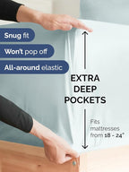 Extra Deep Twin XL Fitted Sheet - Hotel Luxury Single Fitted Sheet Only - Easily Fits 18 inch to 24 inch Mattress - Ultra Soft, Wrinkle & Fade Free w/Extra Deep Pocket - Breathable & Comfy - Ice Blue