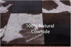 Modern Design Premium Cowhide Leather Carpet with Chevron Pattern, Area Rug (D.Brown/White, 12x15)