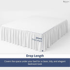 KRISHNA Ruffled Bed Skirt with Split Corners Queen, 100% Microfiber Hotel Quality, 24 Inch Drop Dust Ruffle Gathered Bedskirt with Platform, 60" x 80", White