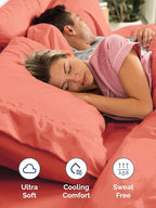 Extra Deep Twin XL Sheet Set - 4 Piece Breathable & Cooling Sheets - Hotel Luxury Bed Sheets Set - Easy & Secure Fit - Soft, Wrinkle Free & Comfy Sheets Set - Coral Sheet Set with Extra Deep Pockets