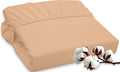 ROYALE LINENS 300 Thread Count 100% Long Staple Combed Cotton Fitted Sheet Twin - Super Soft Deep Pocket Bottom Sheet - Fitted Sheets Only - Elastic Sheets (Twin, Sand)