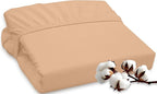 ROYALE LINENS 300 Thread Count 100% Long Staple Combed Cotton Fitted Sheet Twin - Super Soft Deep Pocket Bottom Sheet - Fitted Sheets Only - Elastic Sheets (Twin, Sand)
