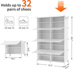 AWTATOS Shoe Rack, 8 Tier Shoe Storage Cabinet with Door, 32 Pair Shoe Organizer Shelves for Closet Hallway Bedroom Entryway, White