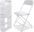 6 Pack White Portable Foldable Camping Chairs, Lightweight Outdoor Seat with Non-Slip Feet for Camping, Picnic, Patio & Travel Use