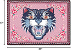 Cartoon Animal Pattern Area Rug Cute Cat Luxury Floral Decor for Carpet Farmhouse Bedroom Living Room Rugs Bathroom Kitchen Runner Mat Indoor Outdoor Non Slip Doormat 4' X 7'