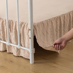 Bed Skirt Queen Size Ruffled Bed Skirt with Split Corners, 16 Inch Drop Dust Ruffle Bed Skirts with Platform, Boho Tufted Shabby Chic Queen Size Bed Skirts, Cream