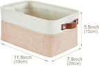DECOMOMO Small Storage Basket, Closet Storage Bins, Baskets for Organizing Shelves (Beige & White, Small - 6 Pack)