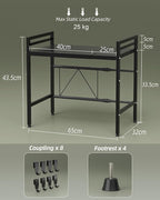 NETEL 2 Pcs Expandable Microwave Stand,2 Tier Metal Kitchen Countertop Organizer Shelves with 8 Hooks,Bakers Rack,Microwave Shelf,Microwave Oven Rack,55lbs Weight Capacity