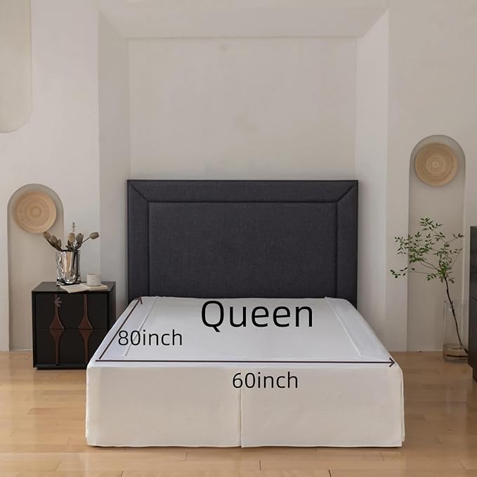 Queen Bed Skirt, Wrap Around Bed Skirt with Pleated Corner, 16 Inch Drop Pleated Waffle Weave Bedskirts, Anti-Slip, Microfiber, Ivory, 16'' Queen