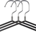 Metal Hangers Non-Slip Suit Coat Hangers Chrome and Black Friction, Metal Clothes Hanger with Rubber Coating, 16 Inches Wide, Set of 20 (Black)