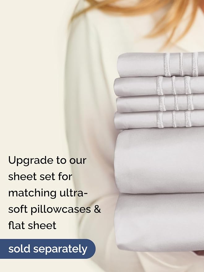 Extra Deep Full Fitted Sheet - Hotel Luxury Single Fitted Sheet Only - Easily Fits 18 inch to 24 inch Mattress - Ultra Soft, Wrinkle & Fade Free w/Extra Deep Pocket - Breathable & Comfy - French Grey