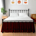 Shreem Linen Ruffled Bed Skirt with Split Corners, Gathered Style, 100% Microfiber, 28-Inch Drop, Dust Ruffle Bedskirt with Platform, Queen, Burgundy