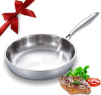 DELARLO Tri-Ply Stainless Steel Pan, 18/10 Frying Pan, Oven Safe Up to 600°F, Nontoxic Cookware, Compatible with All Cooktops Skillet, Durable, Fast Even Heat Fry Pan,12.5 inch Steel Frying Pan
