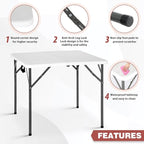 PayLessHere 34" Folding Tables Plastic Folding Card Table Half Portable Foldable Table for for Parties Wedding BBQ Camping, White