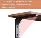 DINZI LVJ Long Wall Shelves, 47.3Inch Wall Mounted Shelves Set of 2, Extra Large Floating Storage Ledges with Sturdy Metal Brackets for Living Room, Bathroom, Bedroom, Kitchen, Rustic Brown