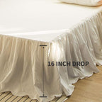 Simple&Opulence Belgian Linen Bed Skirt with Classic 16 inch Tailored Drop Dust Ruffle, Easy Fit Breathable Premium Natural Flax- Pleated White, Queen