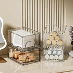 ZHIAI 4 Pack Clear Stackable Storage Drawer, Acrylic Drawer, Cosmetic Organizer, Plastic Organizer for Dresser, Under, Kitchen Cabinet, Pantry, Home Organization and Storage